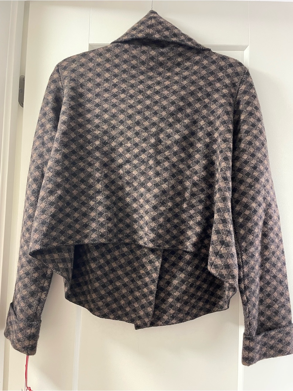 Cynthia Rowley Brown Plaid Tailored Jacket Merino Wool - Picture 10 of 11